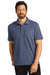 Port Authority K868 Mens C-FREE Pique Short Sleeve Polo Shirt w/ Pocket Heather Navy Blue Model Front