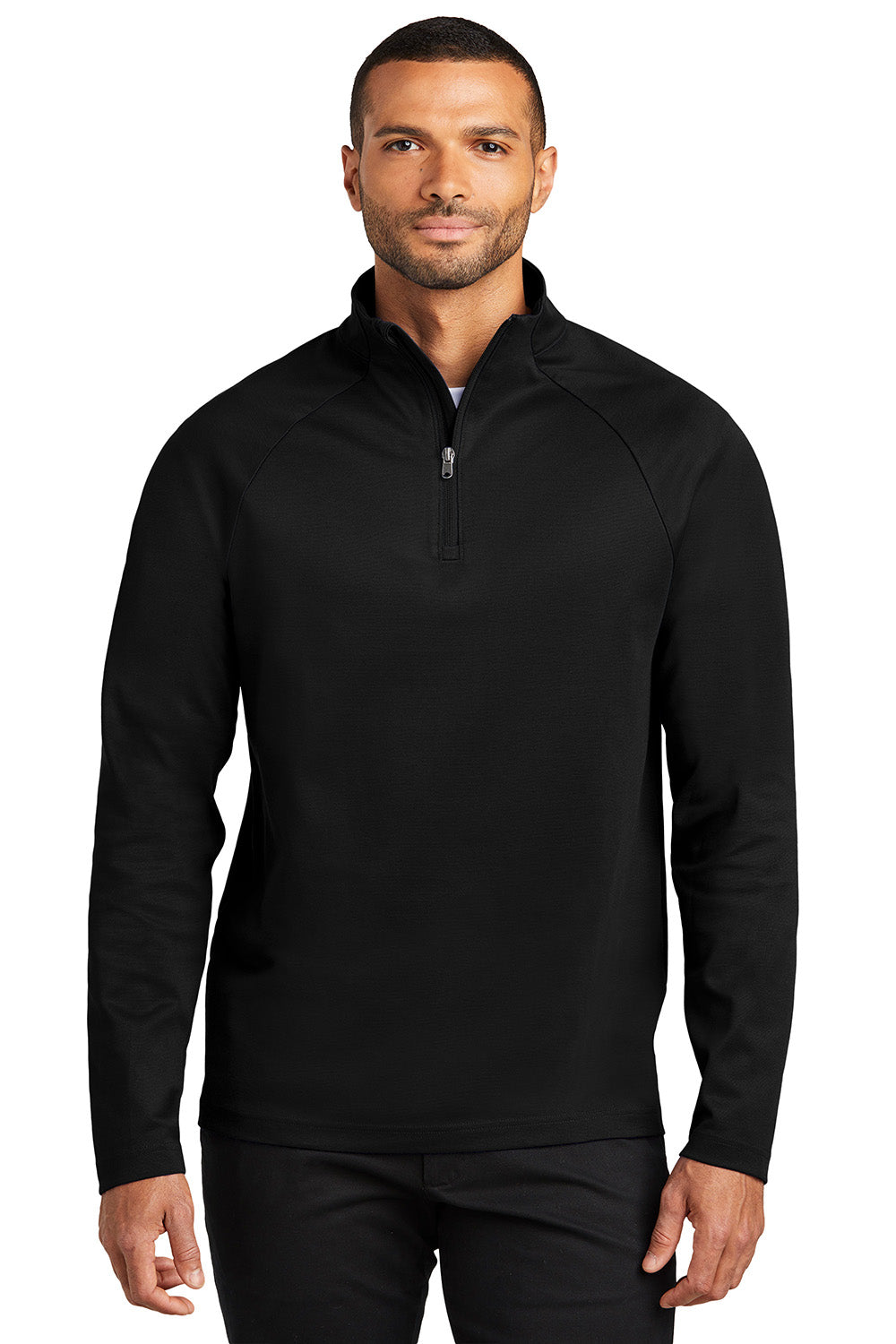 Port Authority K870 Mens C-FREE Cypress 1/4 Zip Sweatshirt Deep Black Model Front