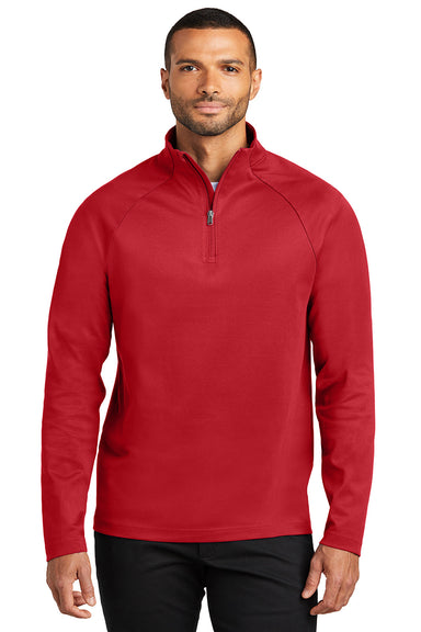 Port Authority K870 Mens C-FREE Cypress 1/4 Zip Sweatshirt Rich Red Model Front