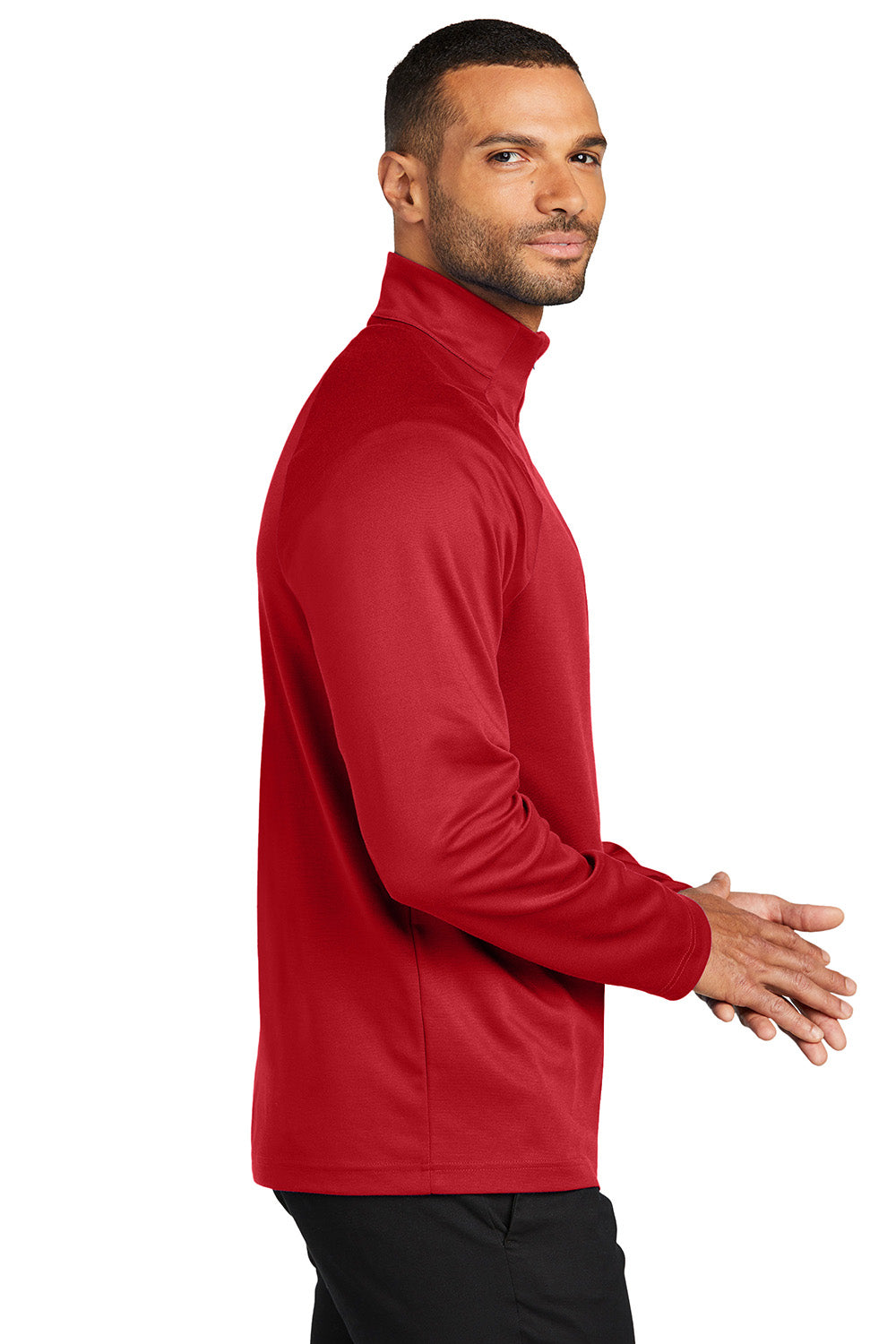 Port Authority K870 Mens C-FREE Cypress 1/4 Zip Sweatshirt Rich Red Model Side