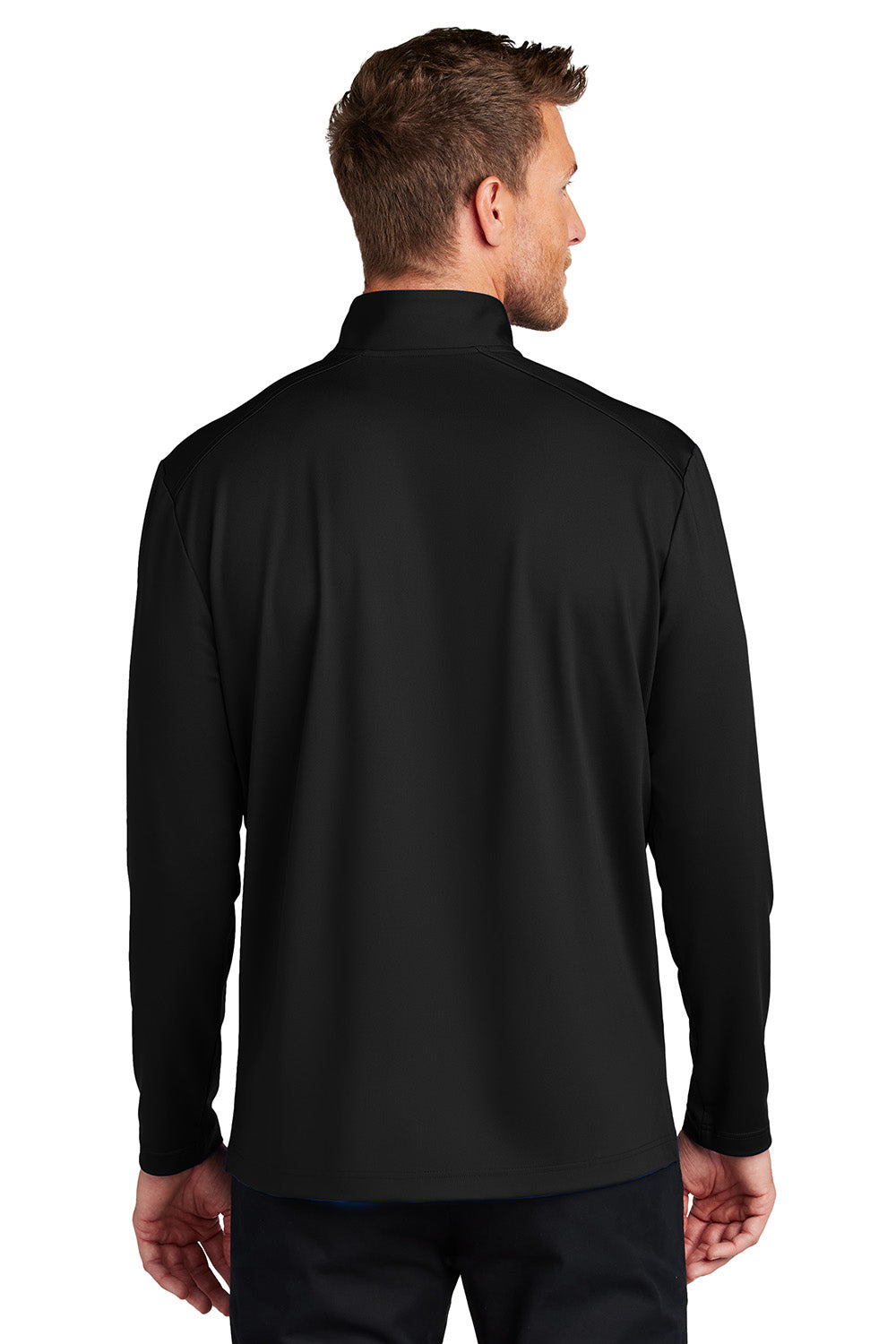 Port Authority K880 Mens C-FREE Double Knit 1/4 Zip Sweatshirt Deep Black Model Back