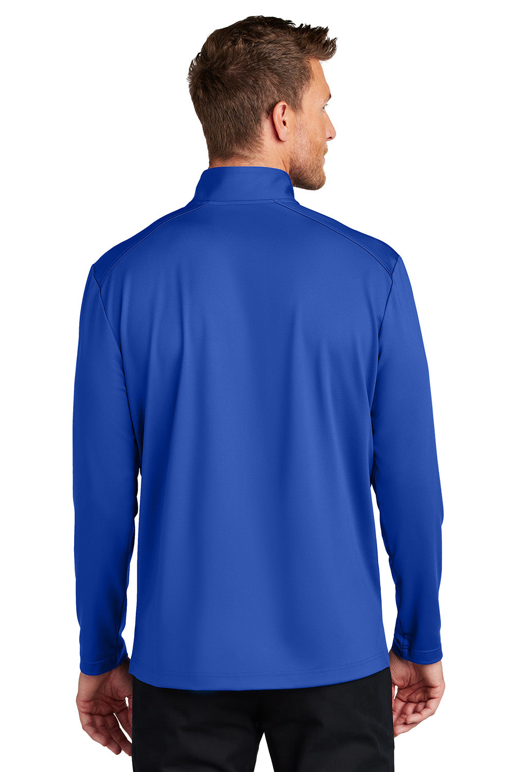 Port Authority K880 Mens C-FREE Double Knit 1/4 Zip Sweatshirt True Royal Blue Model Back