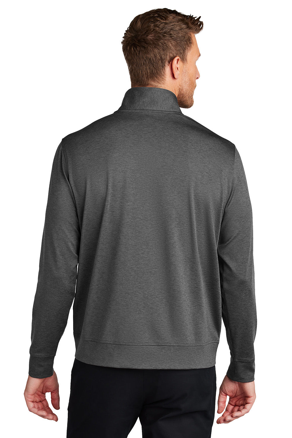 Port Authority K881 Mens C-FREE Double Knit Full Zip Sweatshirt Heather Steel Grey Model Back