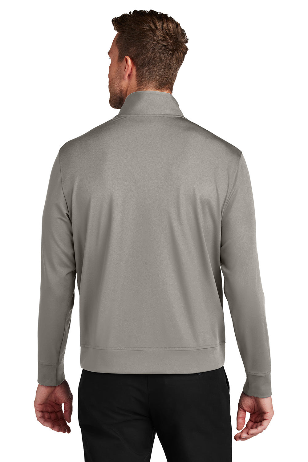 Port Authority K881 Mens C-FREE Double Knit Full Zip Sweatshirt Smoke Grey Model Back