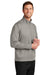 Port Authority K881 Mens C-FREE Double Knit Full Zip Sweatshirt Smoke Grey Model Side