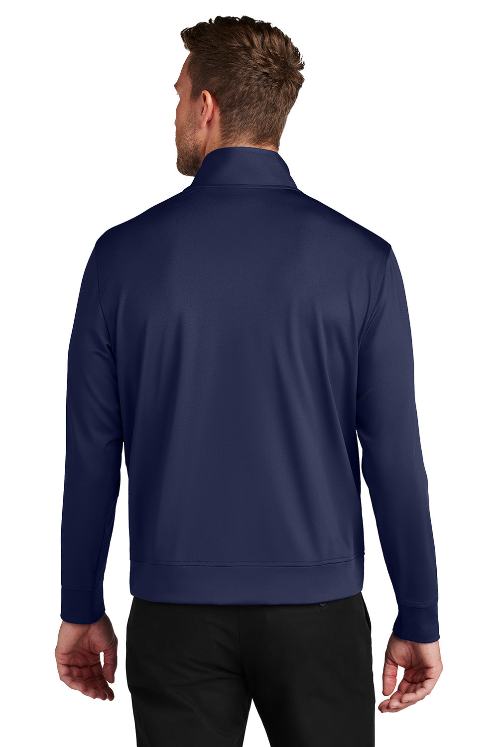 Port Authority K881 Mens C-FREE Double Knit Full Zip Sweatshirt True Navy Blue Model Back