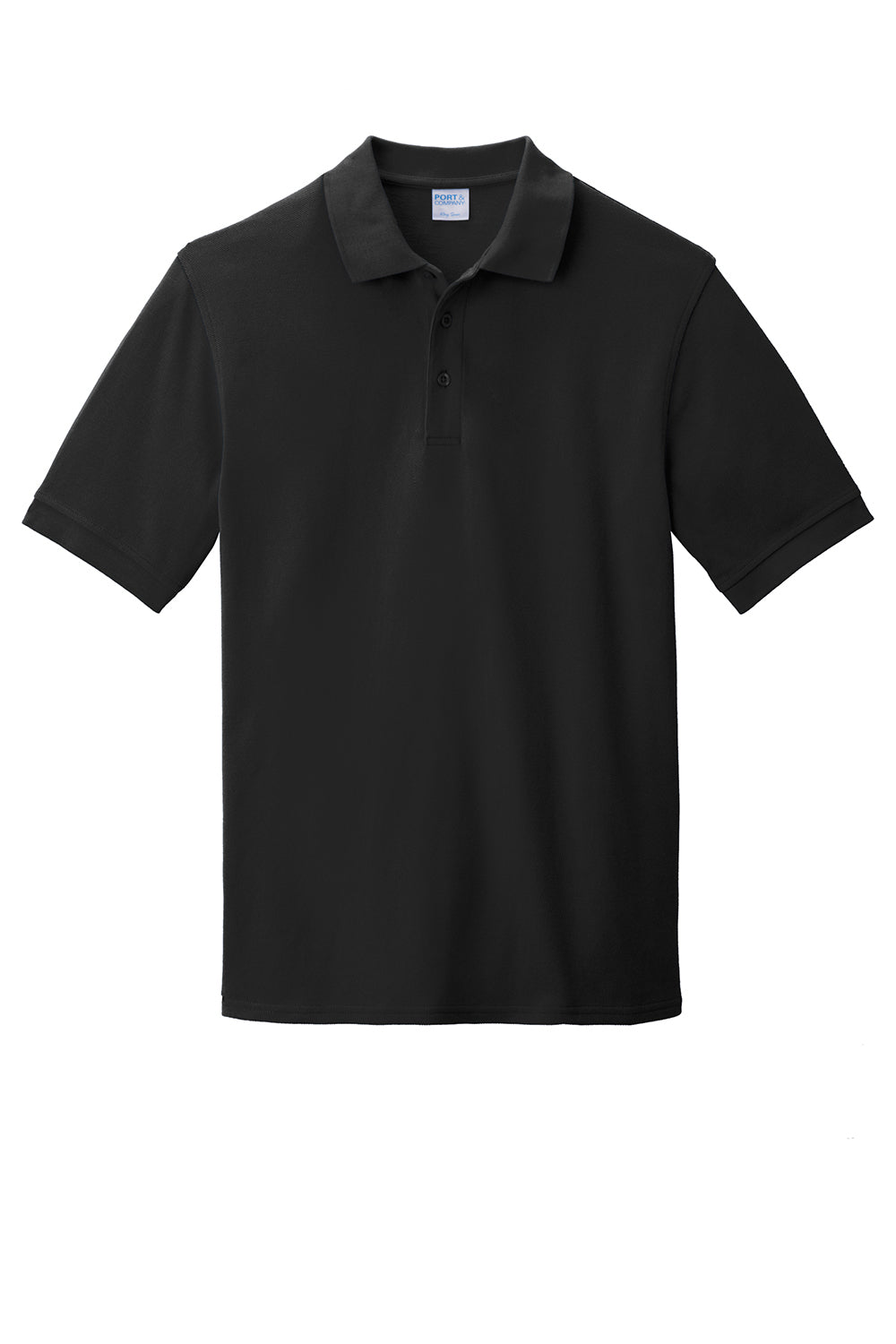 Port & Company KP1500 Mens Stain Resistant Short Sleeve Polo Shirt Jet Black Flat Front