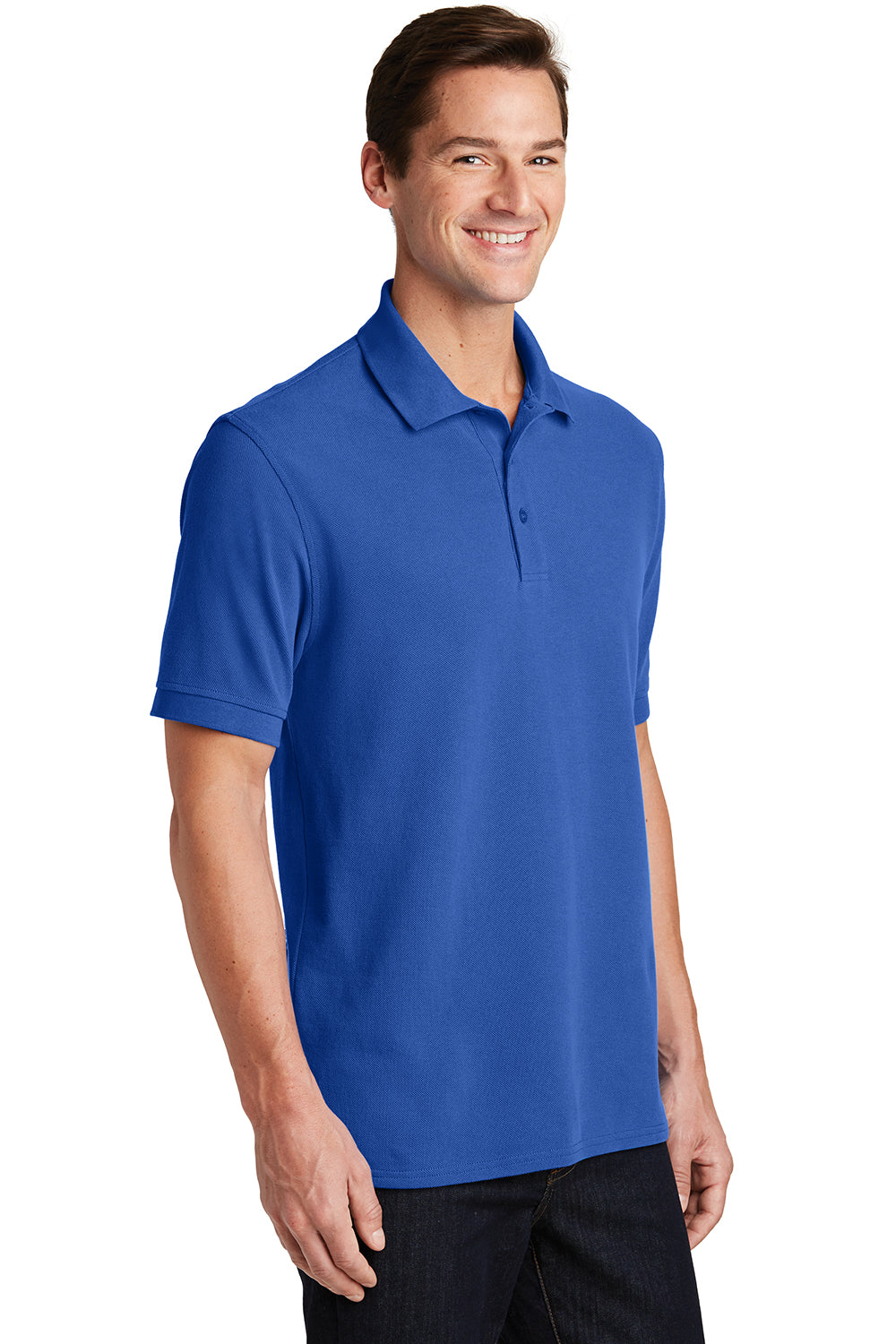 Port & Company KP1500 Mens Stain Resistant Short Sleeve Polo Shirt Royal Blue Model 3q