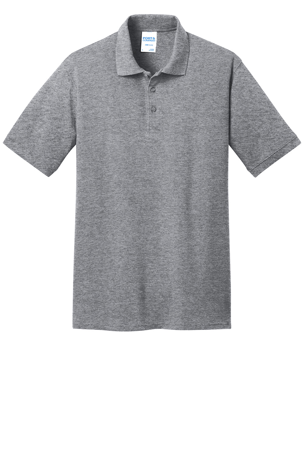 Port & Company KP155 Mens Core Stain Resistant Short Sleeve Polo Shirt Heather Grey Flat Front