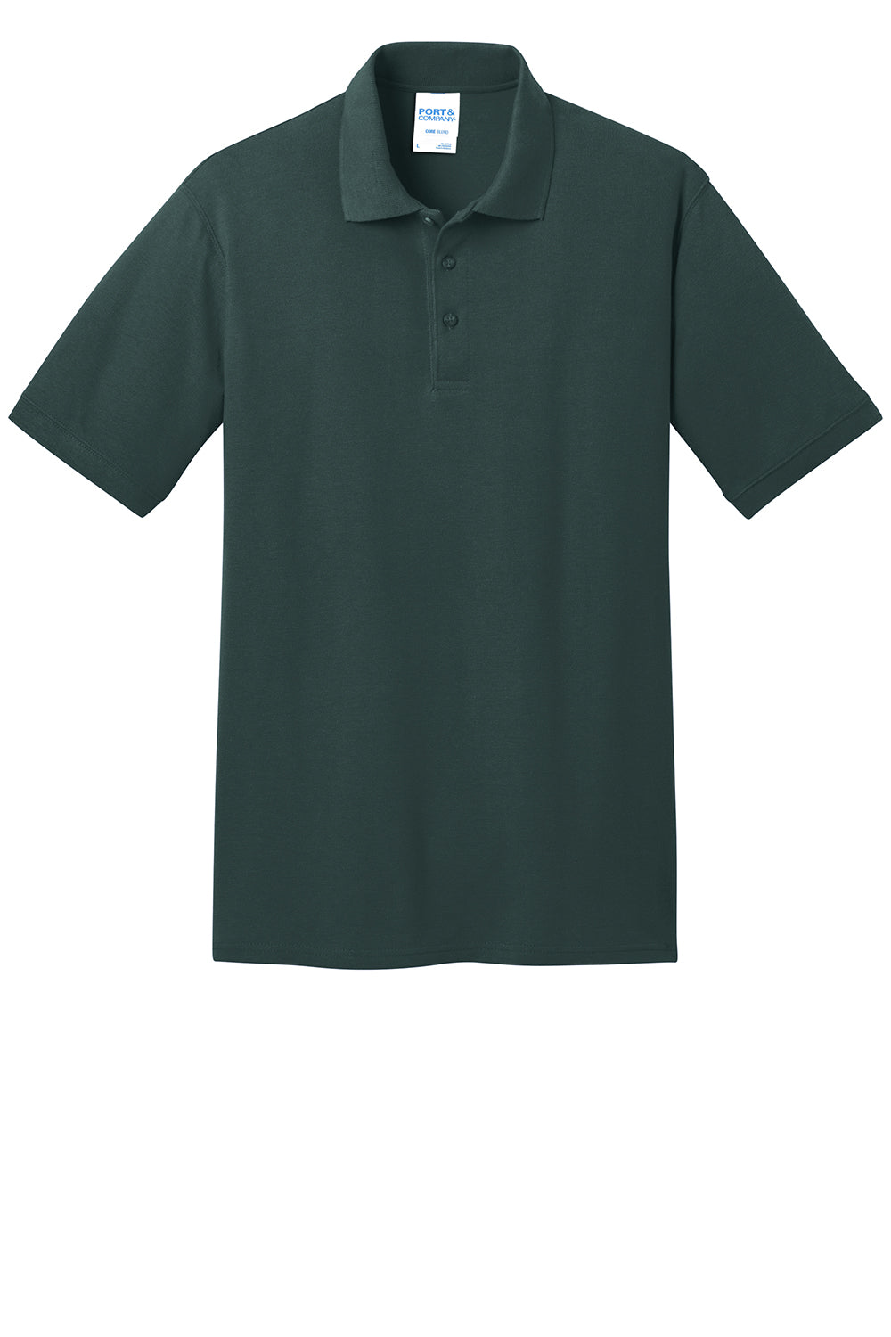 Port & Company KP155 Mens Core Stain Resistant Short Sleeve Polo Shirt Dark Green Flat Front