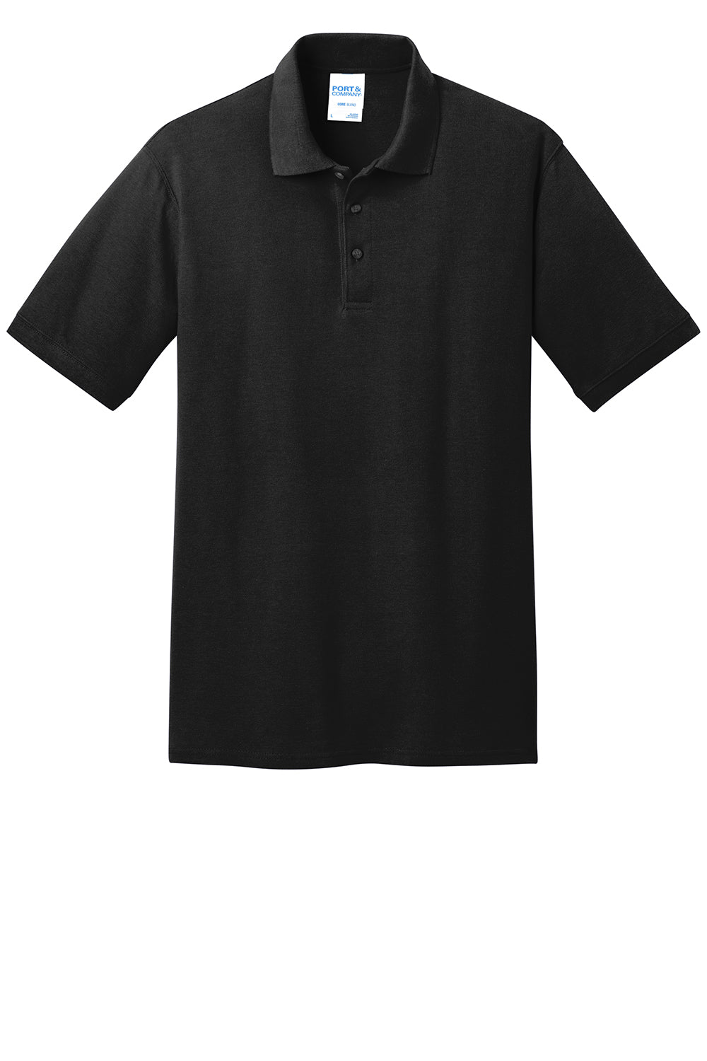 Port & Company KP155 Mens Core Stain Resistant Short Sleeve Polo Shirt Jet Black Flat Front