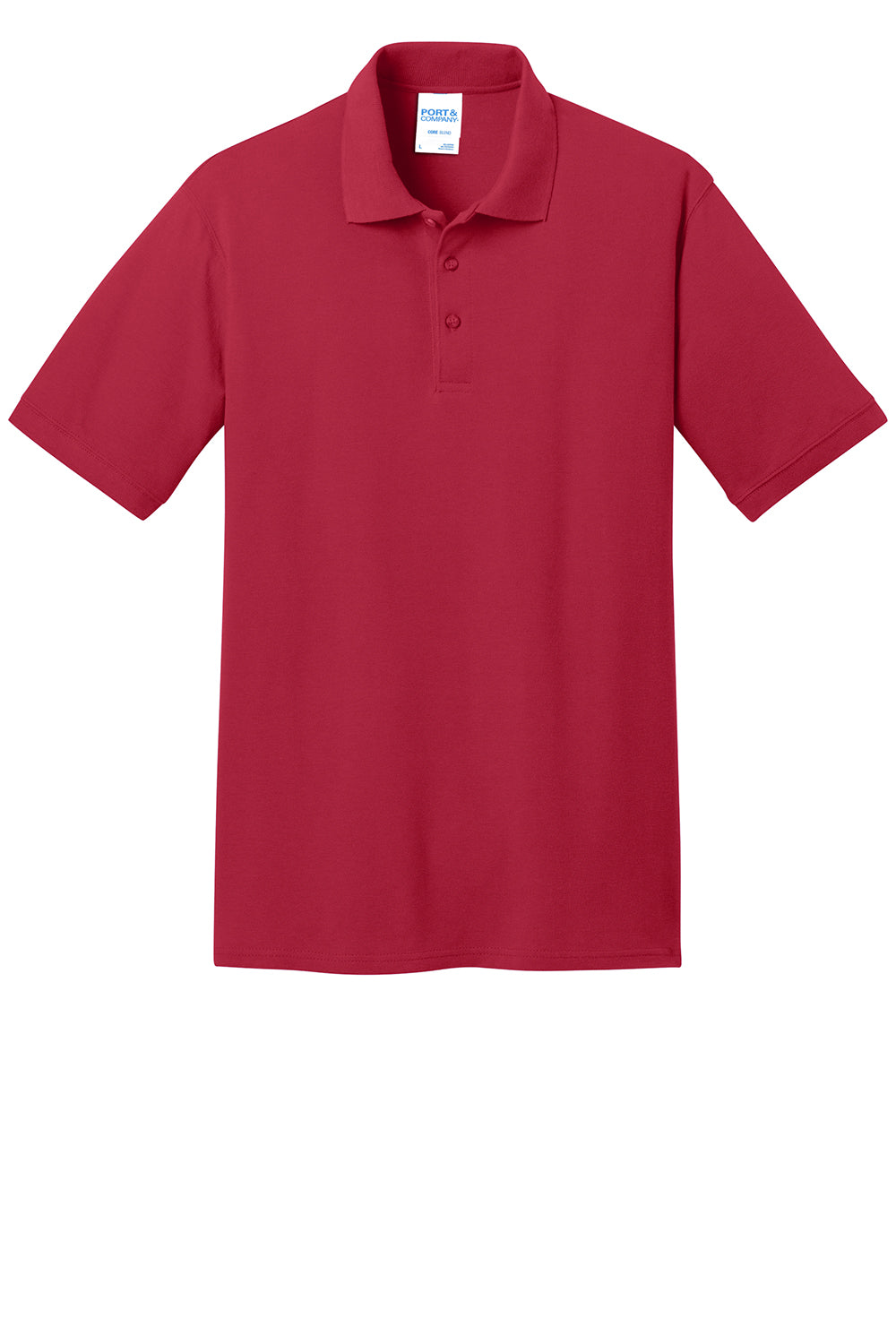 Port & Company KP155 Mens Core Stain Resistant Short Sleeve Polo Shirt Red Flat Front