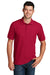 Port & Company KP155 Mens Core Stain Resistant Short Sleeve Polo Shirt Red Model Front