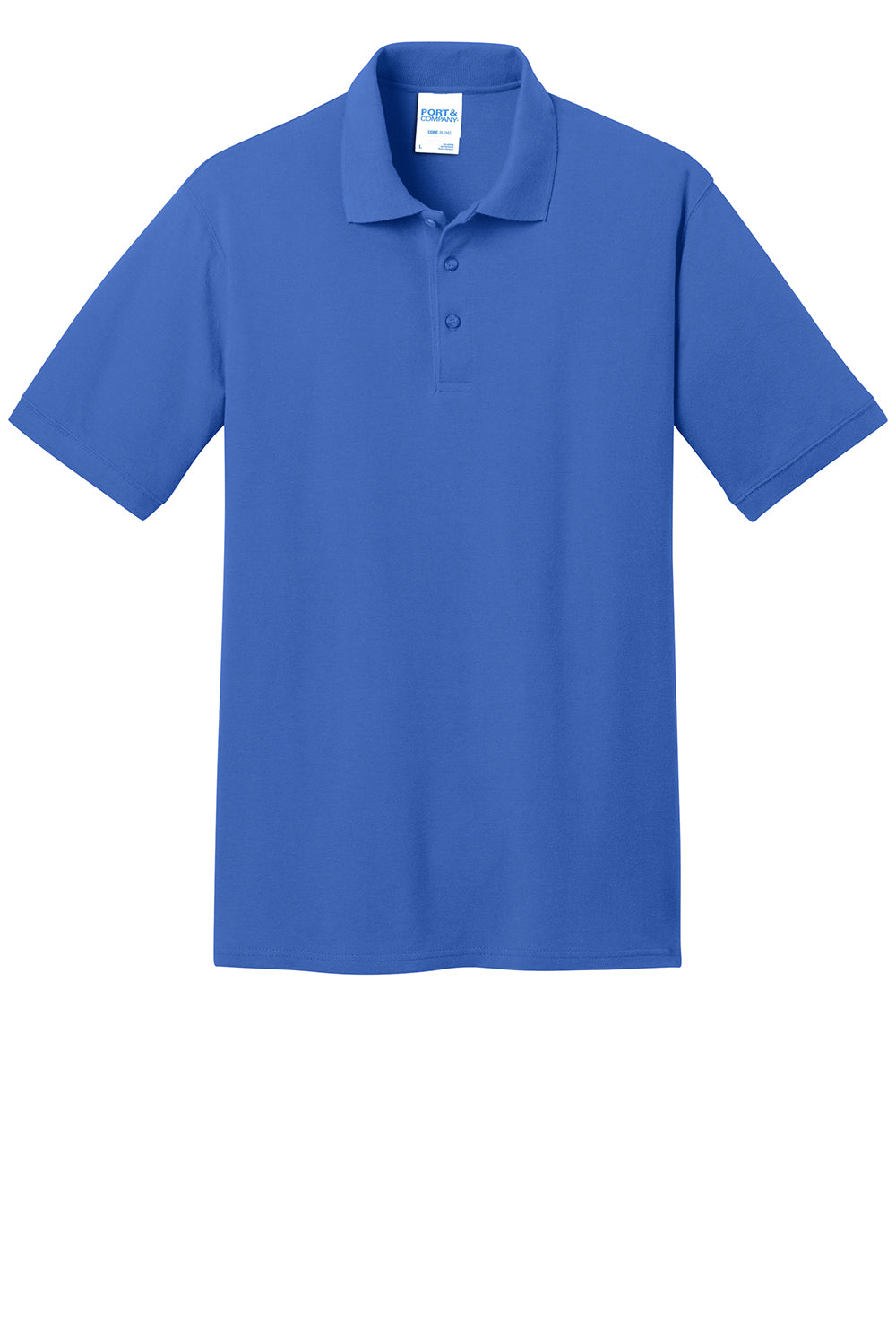 Port & Company KP155 Mens Core Stain Resistant Short Sleeve Polo Shirt Royal Blue Flat Front