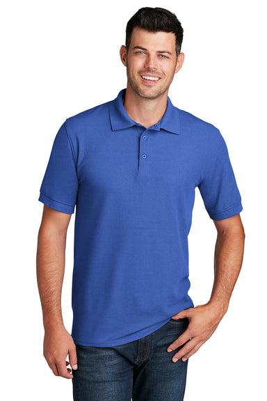 Port & Company KP155 Mens Core Stain Resistant Short Sleeve Polo Shirt Royal Blue Model Front