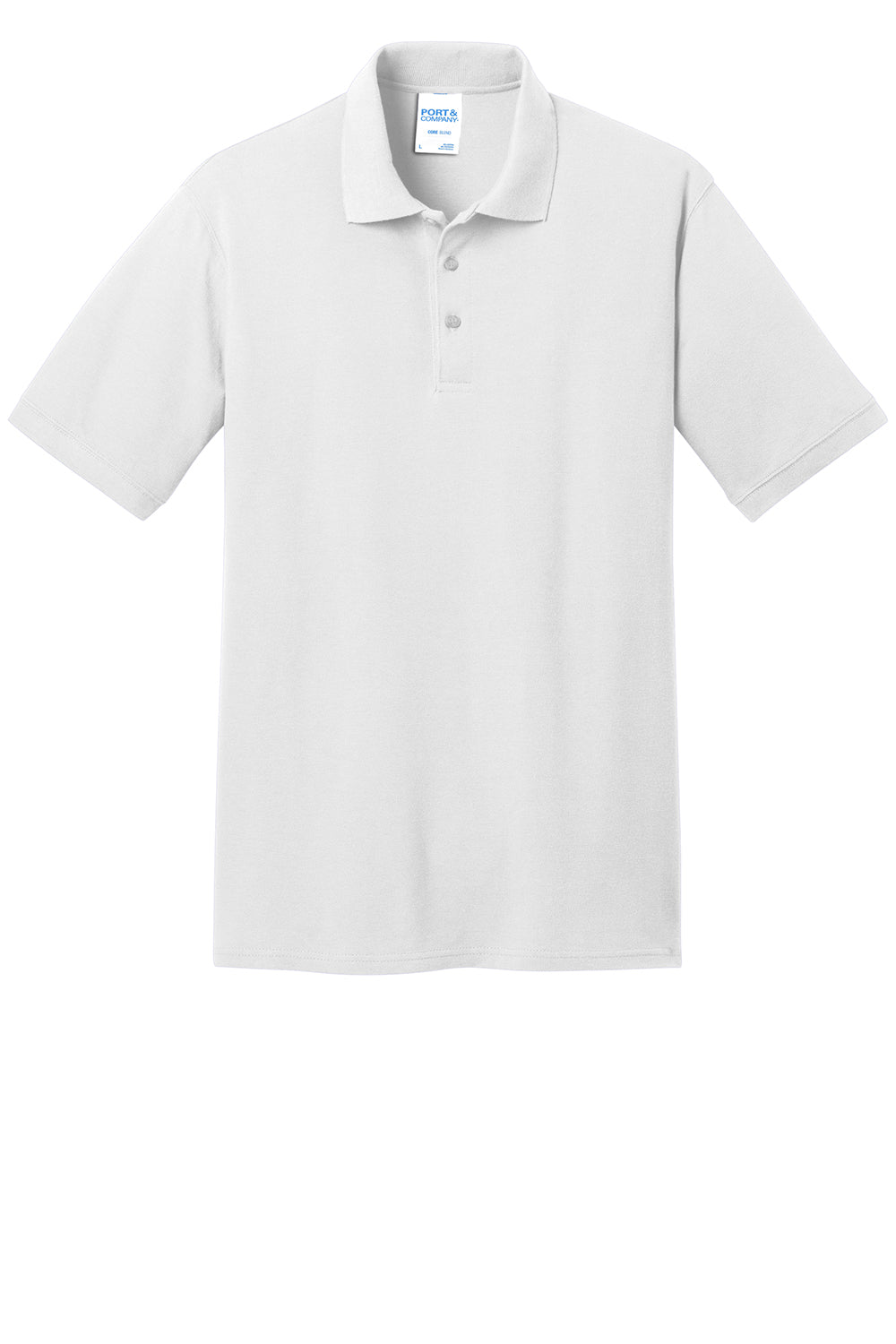 Port & Company KP155 Mens Core Stain Resistant Short Sleeve Polo Shirt White Flat Front