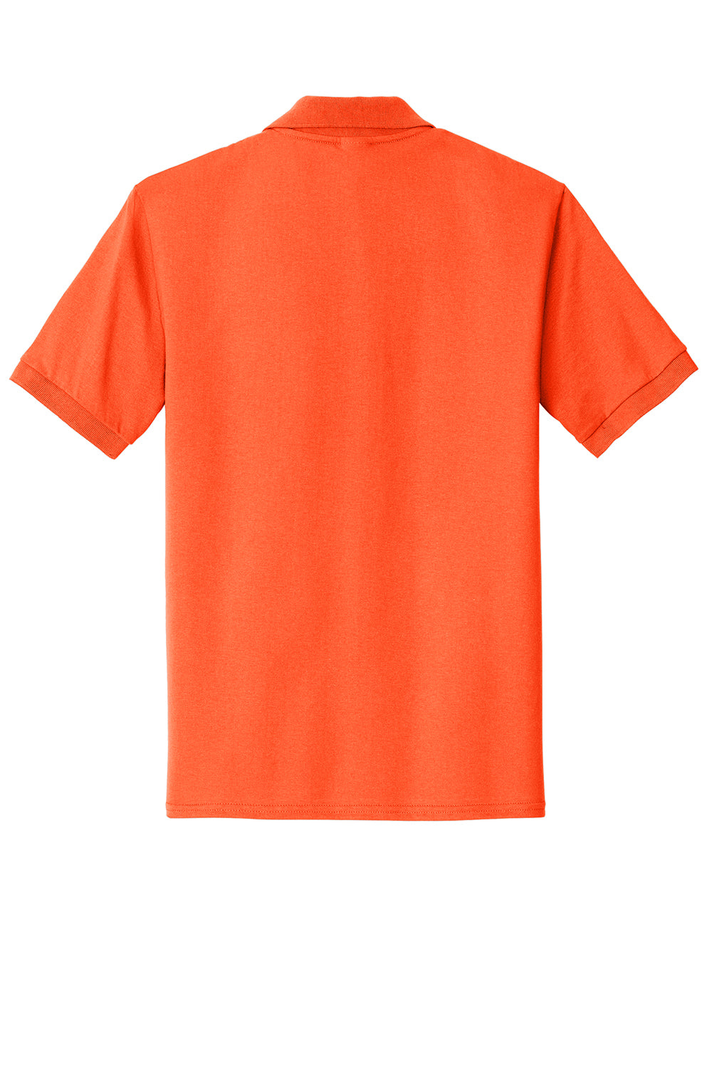 Port & Company KP55P Mens Core Stain Resistant Short Sleeve Polo Shirt w/ Pocket Safety Orange Flat Back