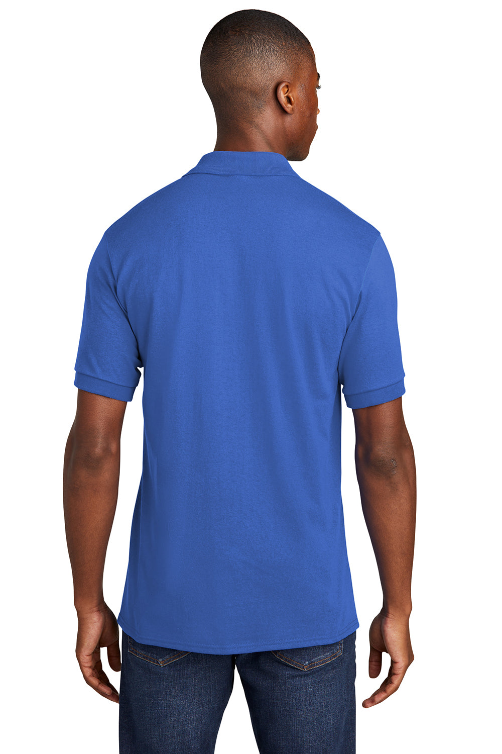 Port & Company KP55P Mens Core Stain Resistant Short Sleeve Polo Shirt w/ Pocket Royal Blue Model Back