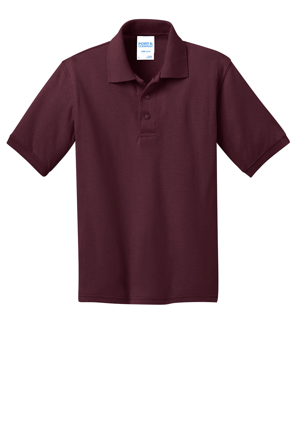 Port & Company KP55Y Youth Core Stain Resistant Short Sleeve Polo Shirt Athletic Maroon Flat Front