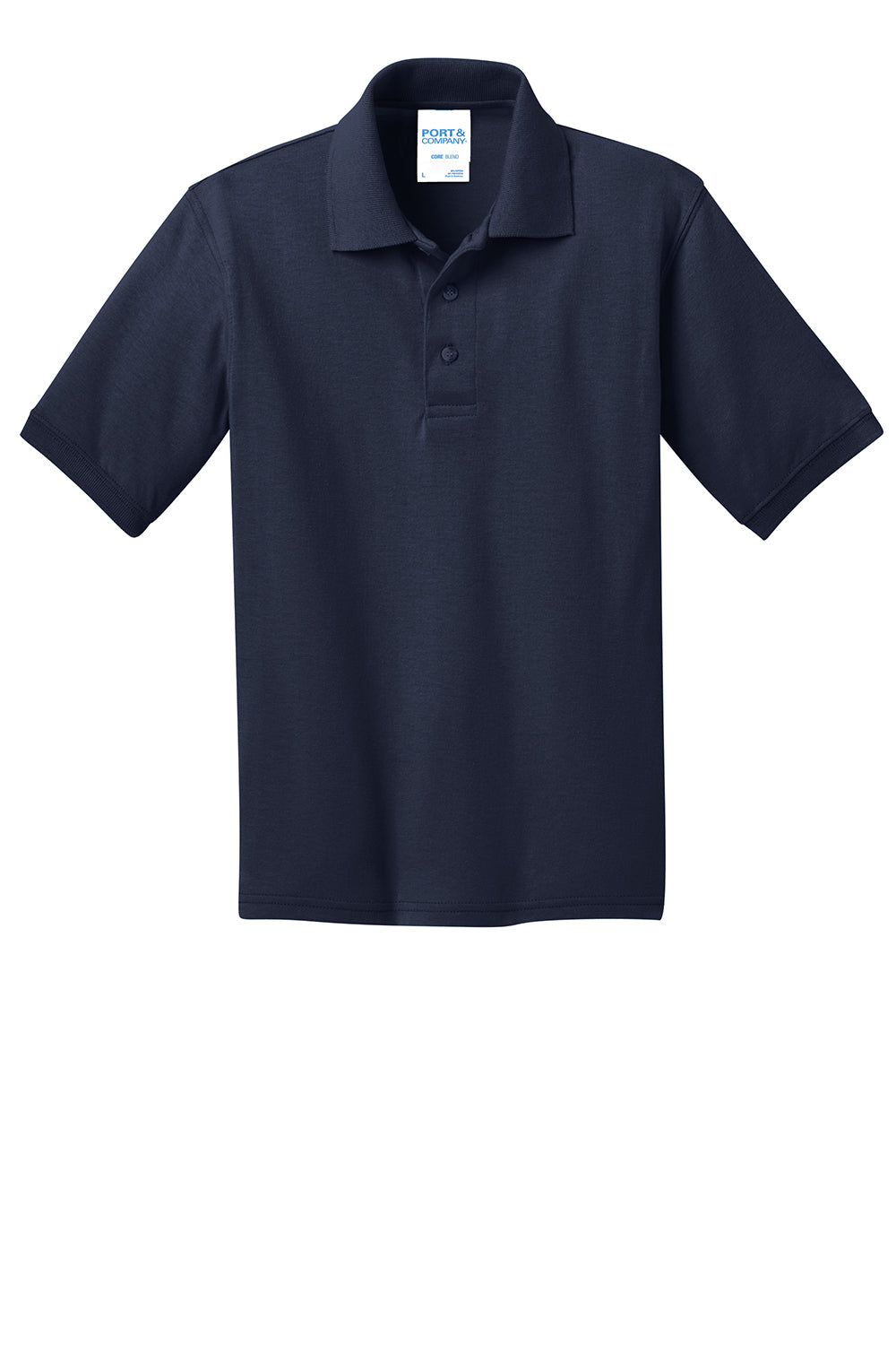 Port & Company KP55Y Youth Core Stain Resistant Short Sleeve Polo Shirt Deep Navy Blue Flat Front