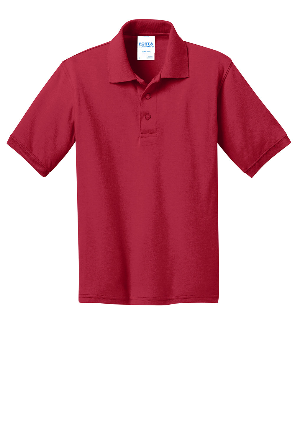 Port & Company KP55Y Youth Core Stain Resistant Short Sleeve Polo Shirt Red Flat Front