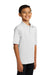 Port & Company KP55Y Youth Core Stain Resistant Short Sleeve Polo Shirt White Model 3q