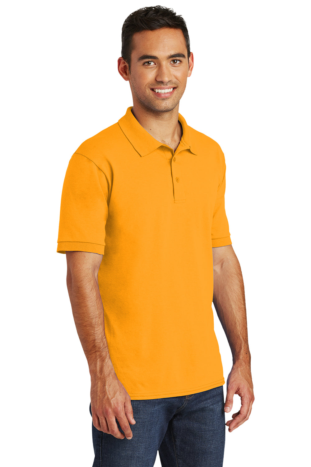 Port & Company KP55/KP55T Mens Core Stain Resistant Short Sleeve Polo Shirt Gold Model 3q