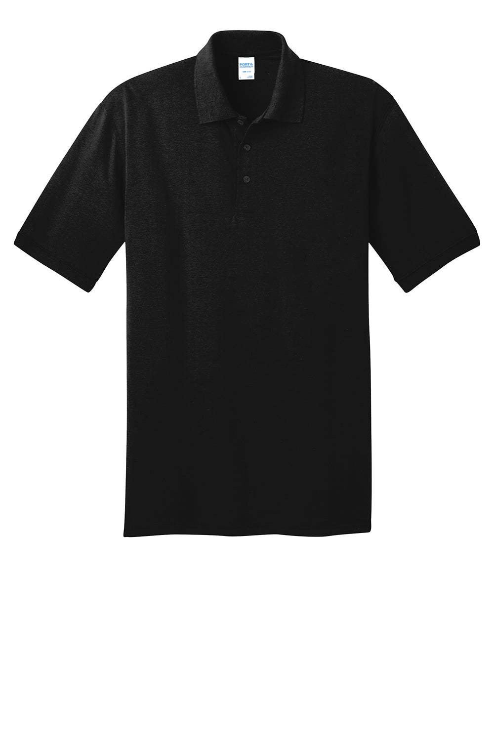 Port & Company KP55/KP55T Mens Core Stain Resistant Short Sleeve Polo Shirt Jet Black Flat Front