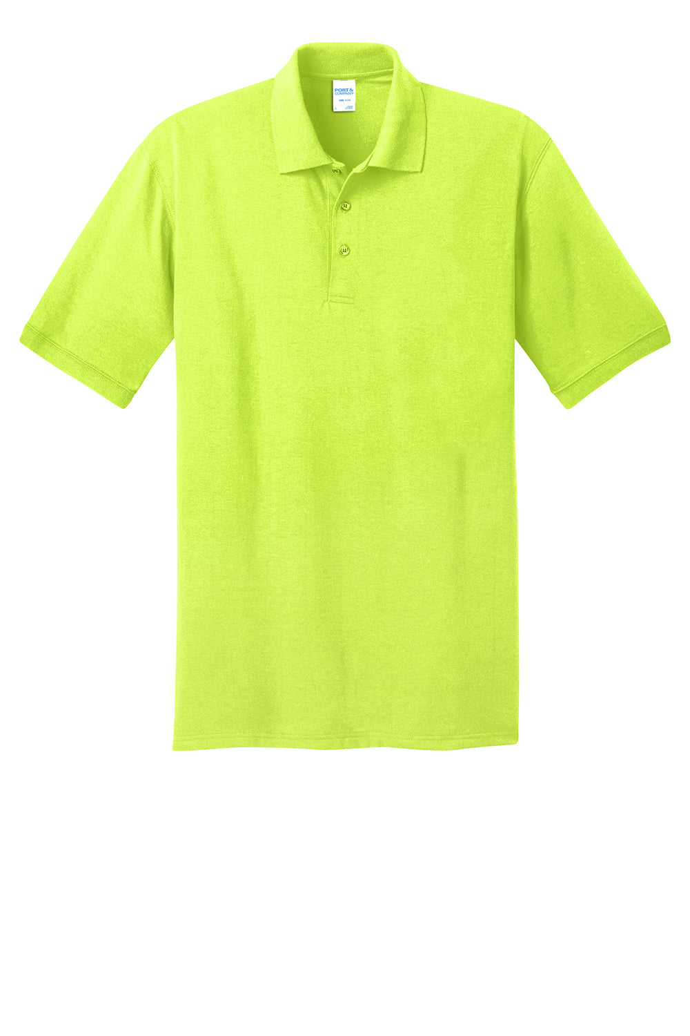 Port & Company KP55/KP55T Mens Core Stain Resistant Short Sleeve Polo Shirt Safety Green Flat Front