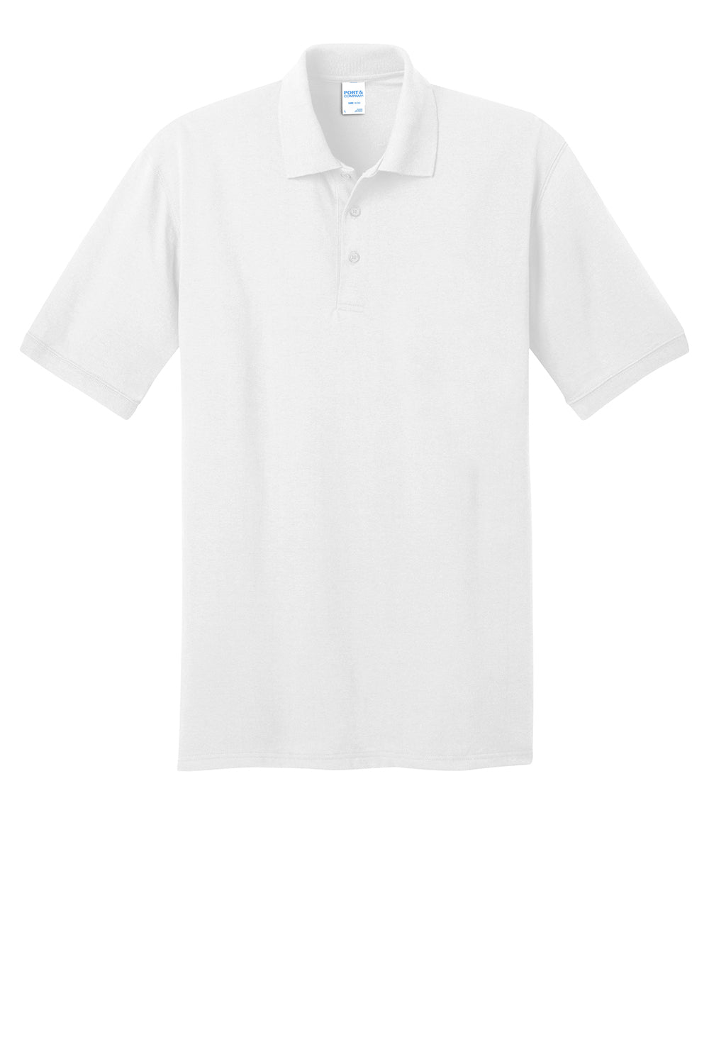 Port & Company KP55/KP55T Mens Core Stain Resistant Short Sleeve Polo Shirt White Flat Front