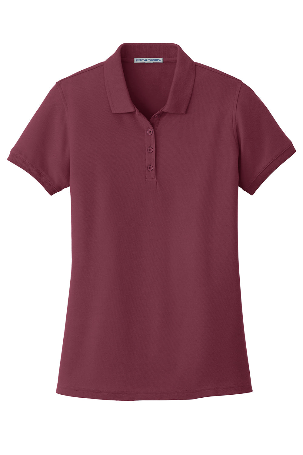 Port Authority L100 Womens Core Classic Short Sleeve Polo Shirt Burgundy Flat Front