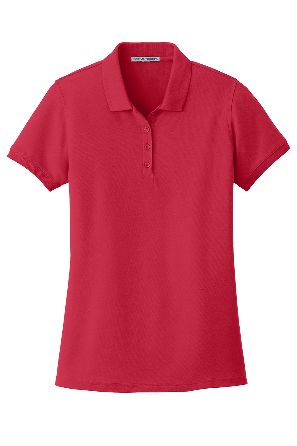 Port Authority L100 Womens Core Classic Short Sleeve Polo Shirt Rich Red Flat Front