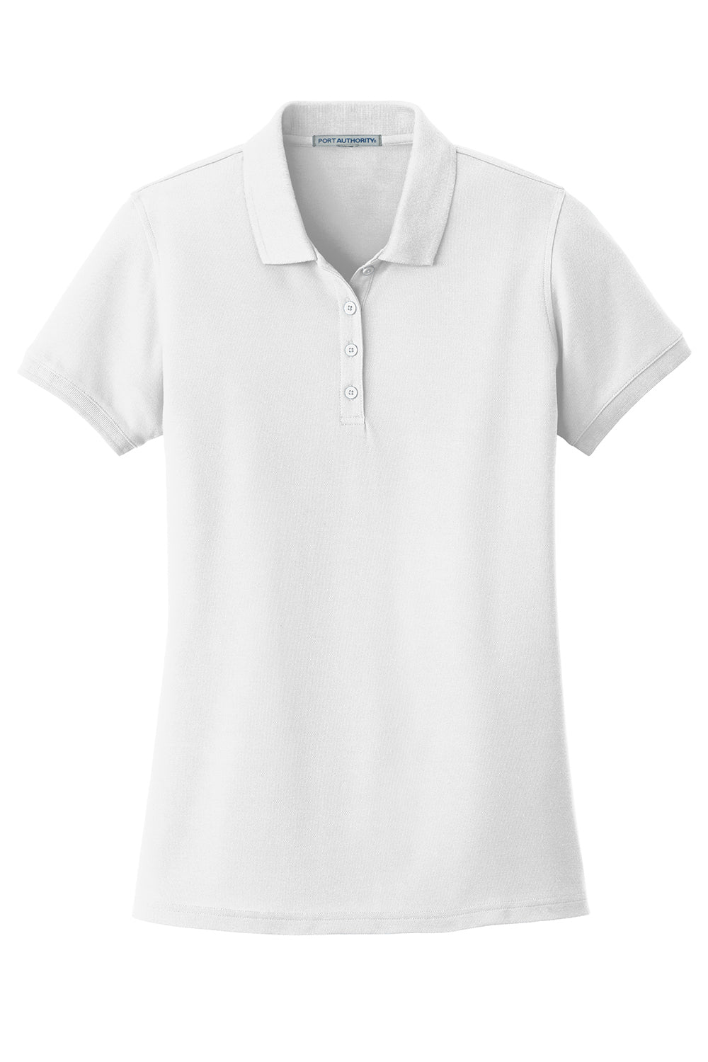 Port Authority L100 Womens Core Classic Short Sleeve Polo Shirt White Flat Front