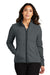 Port Authority L110 Womens Connection Pill Resistant Fleece Full Zip Jacket Charcoal Grey Model Front