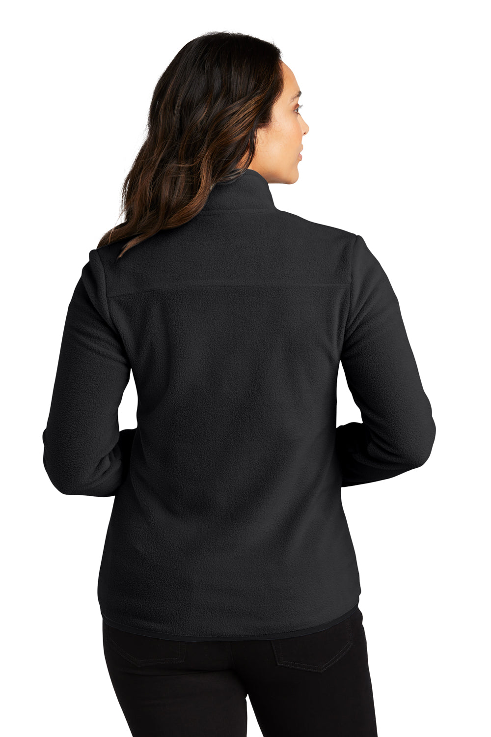 Port Authority L110 Womens Connection Pill Resistant Fleece Full Zip Jacket Deep Black Model Back