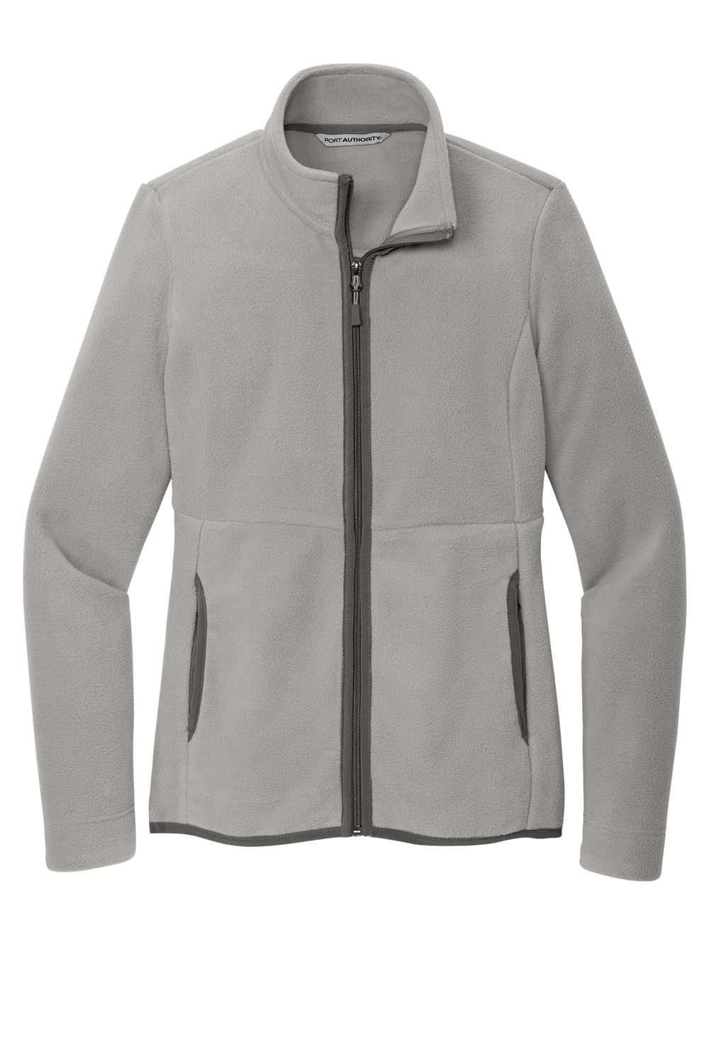 Port Authority L110 Womens Connection Pill Resistant Fleece Full Zip Jacket Gusty Grey Flat Front