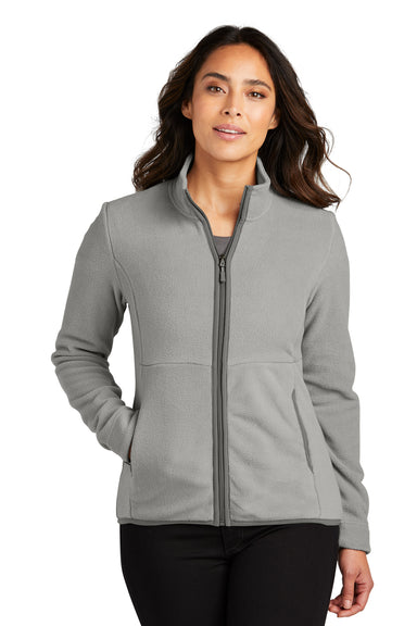 Port Authority L110 Womens Connection Pill Resistant Fleece Full Zip Jacket Gusty Grey Model Front