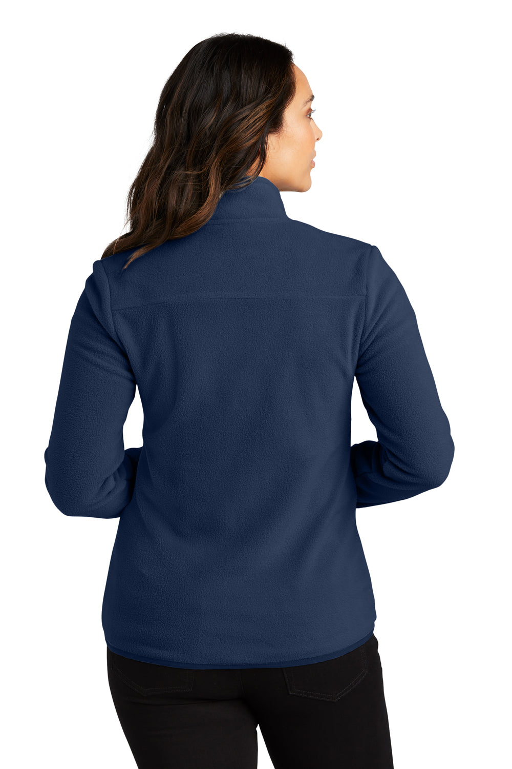 Port Authority L110 Womens Connection Pill Resistant Fleece Full Zip Jacket River Navy Blue Model Back