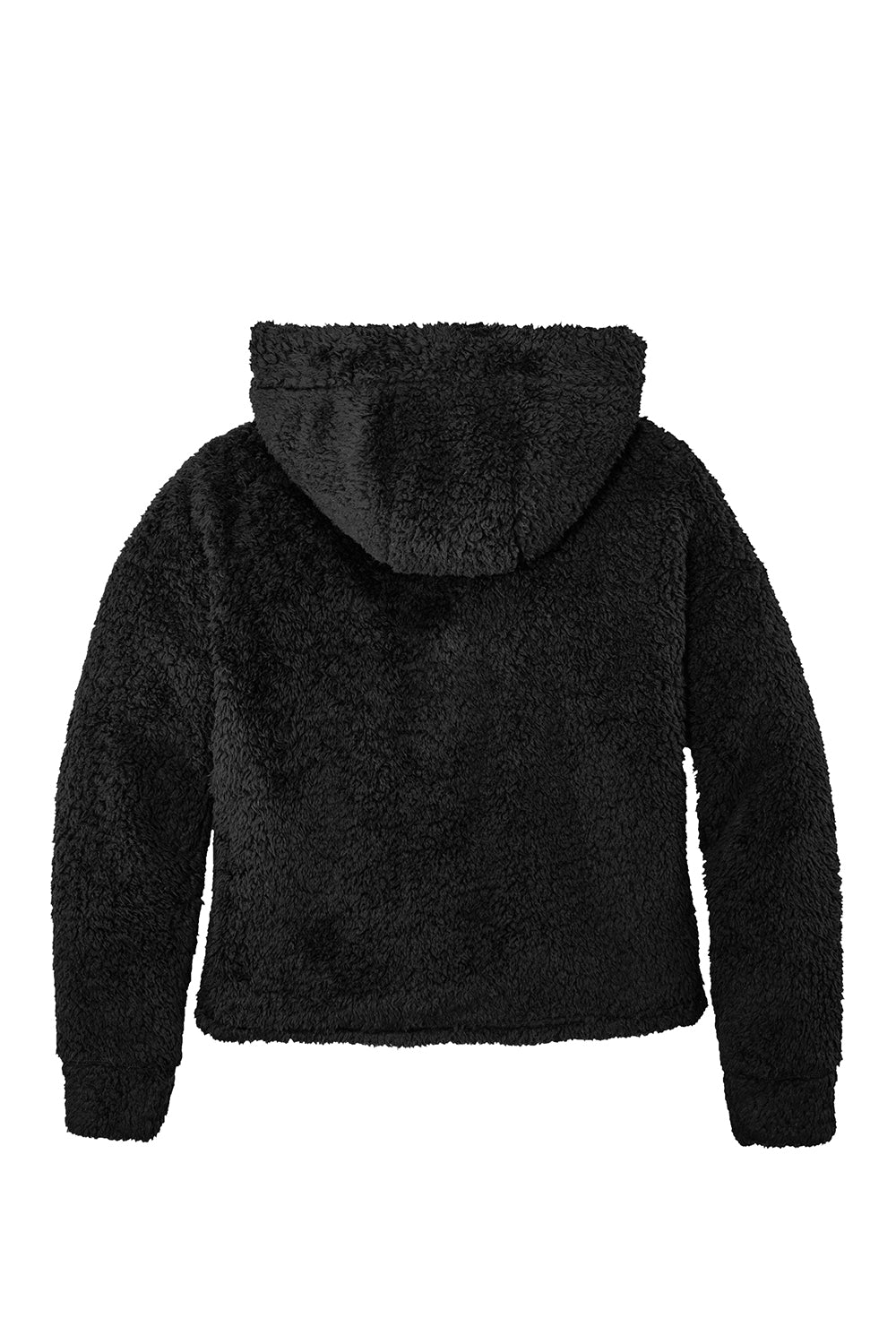 Port Authority L132 Womens Cozy Sherpa Fleece Hooded Sweatshirt Hoodie Black Flat Back