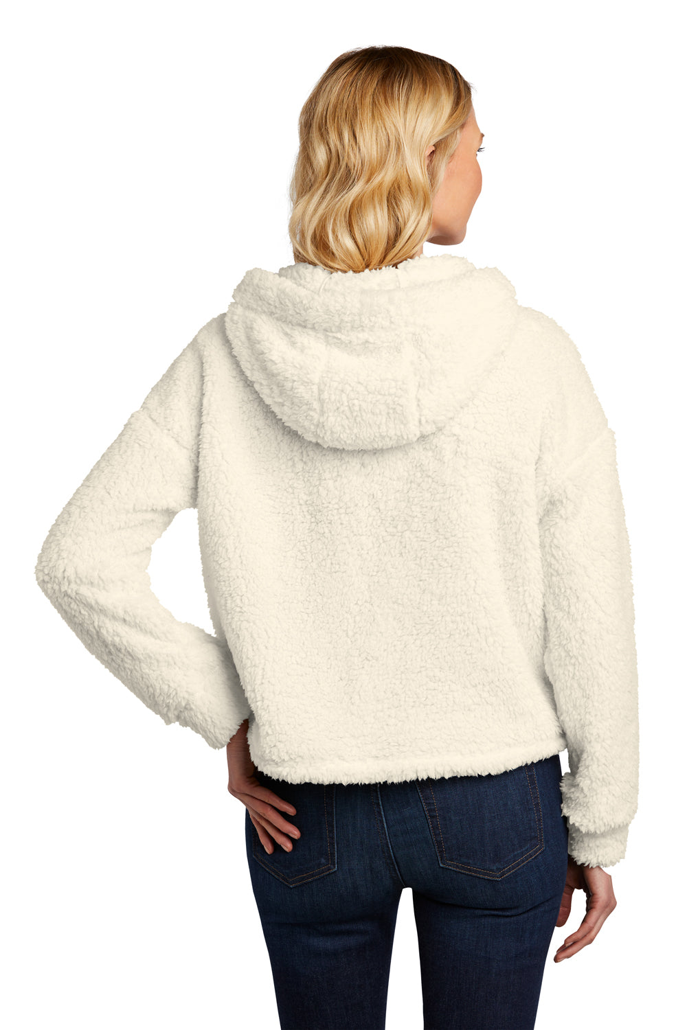 Port Authority L132 Womens Cozy Sherpa Fleece Hooded Sweatshirt Hoodie Marshmallow Model Back