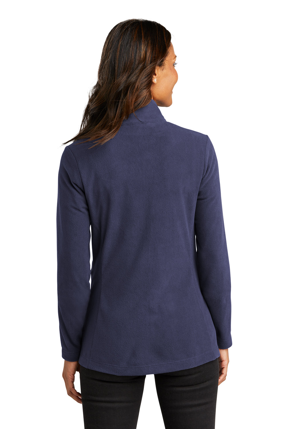 Port Authority L151 Womens Accord Pill Resistant Microfleece Full Zip Jacket Navy Blue Model Back