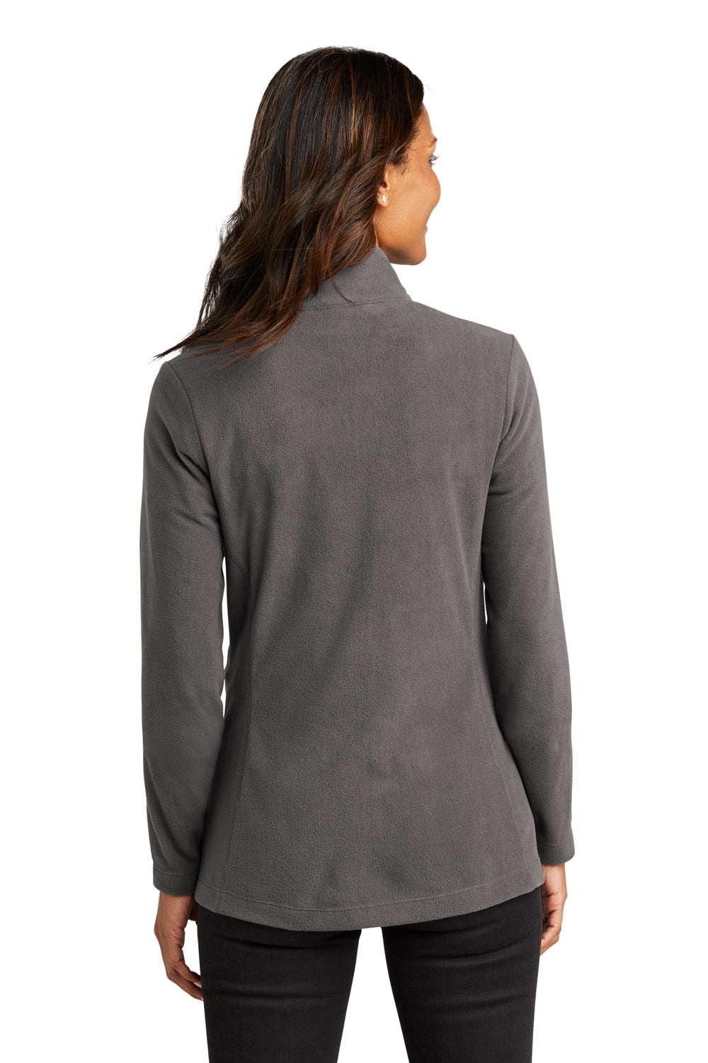 Port Authority L151 Womens Accord Pill Resistant Microfleece Full Zip Jacket Pewter Grey Model Back