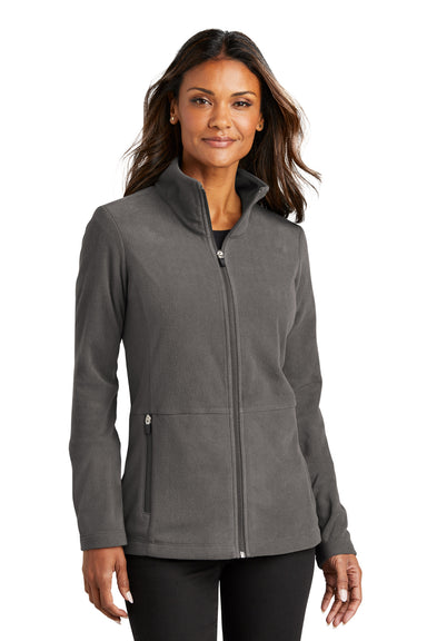 Port Authority L151 Womens Accord Pill Resistant Microfleece Full Zip Jacket Pewter Grey Model Front