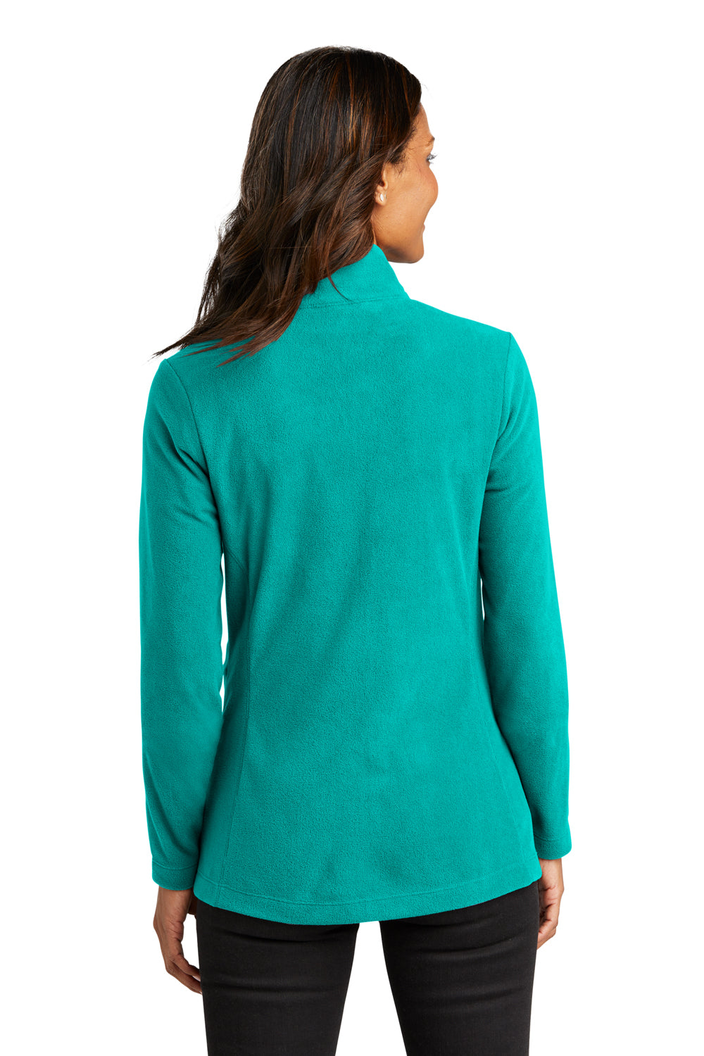 Port Authority L151 Womens Accord Pill Resistant Microfleece Full Zip Jacket Teal Blue Model Back