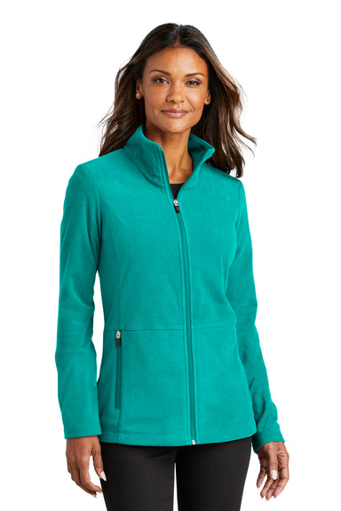 Port Authority L151 Womens Accord Pill Resistant Microfleece Full Zip Jacket Teal Blue Model Front