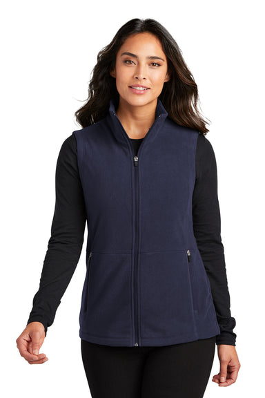 Port Authority L152 Womens Accord Pill Resistant Microfleece Full Zip Vest Navy Blue Model Front