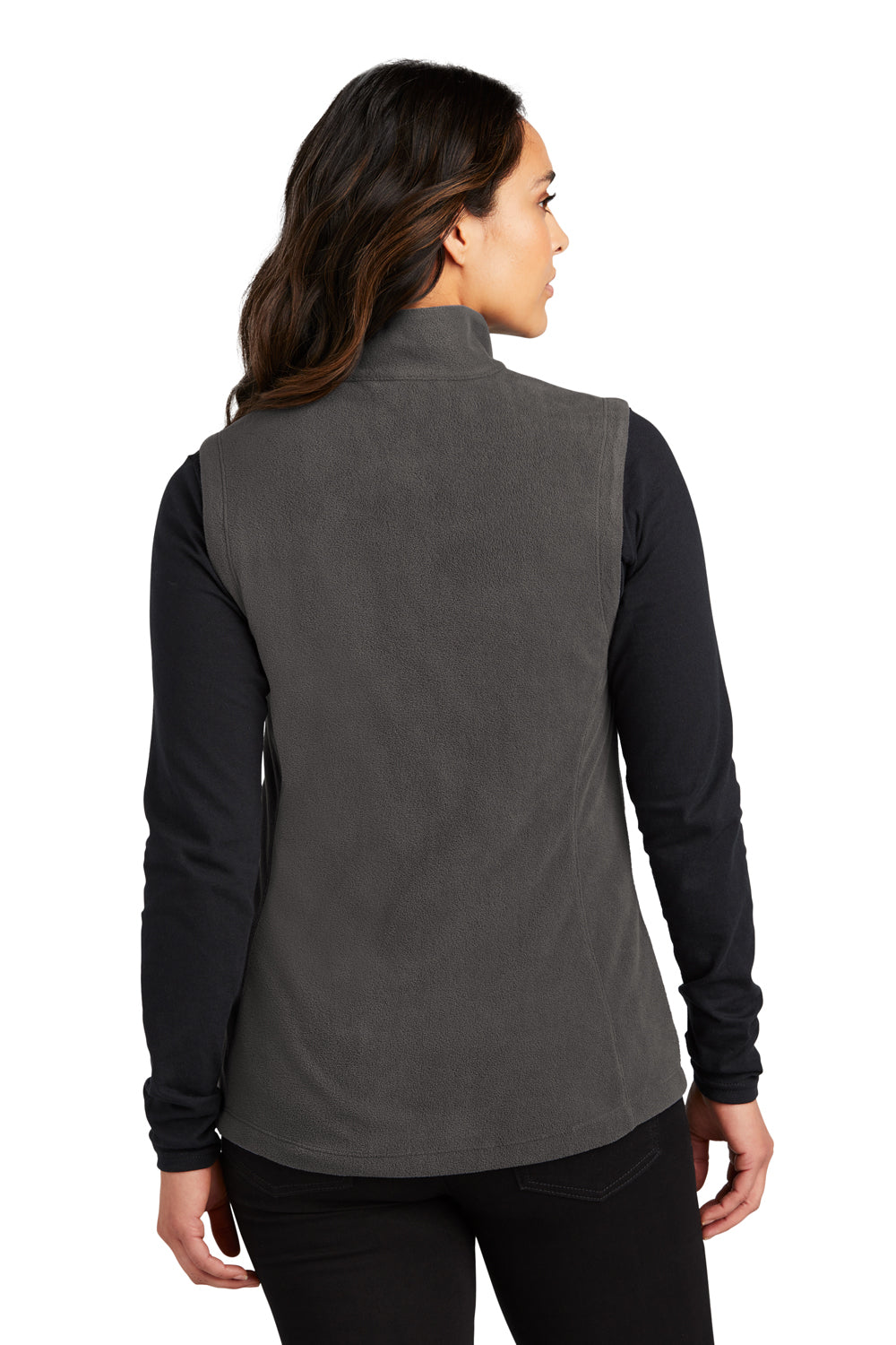 Port Authority L152 Womens Accord Pill Resistant Microfleece Full Zip Vest Pewter Grey Model Back