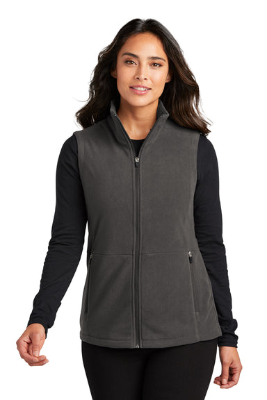 Port Authority L152 Womens Accord Pill Resistant Microfleece Full Zip Vest Pewter Grey Model Front