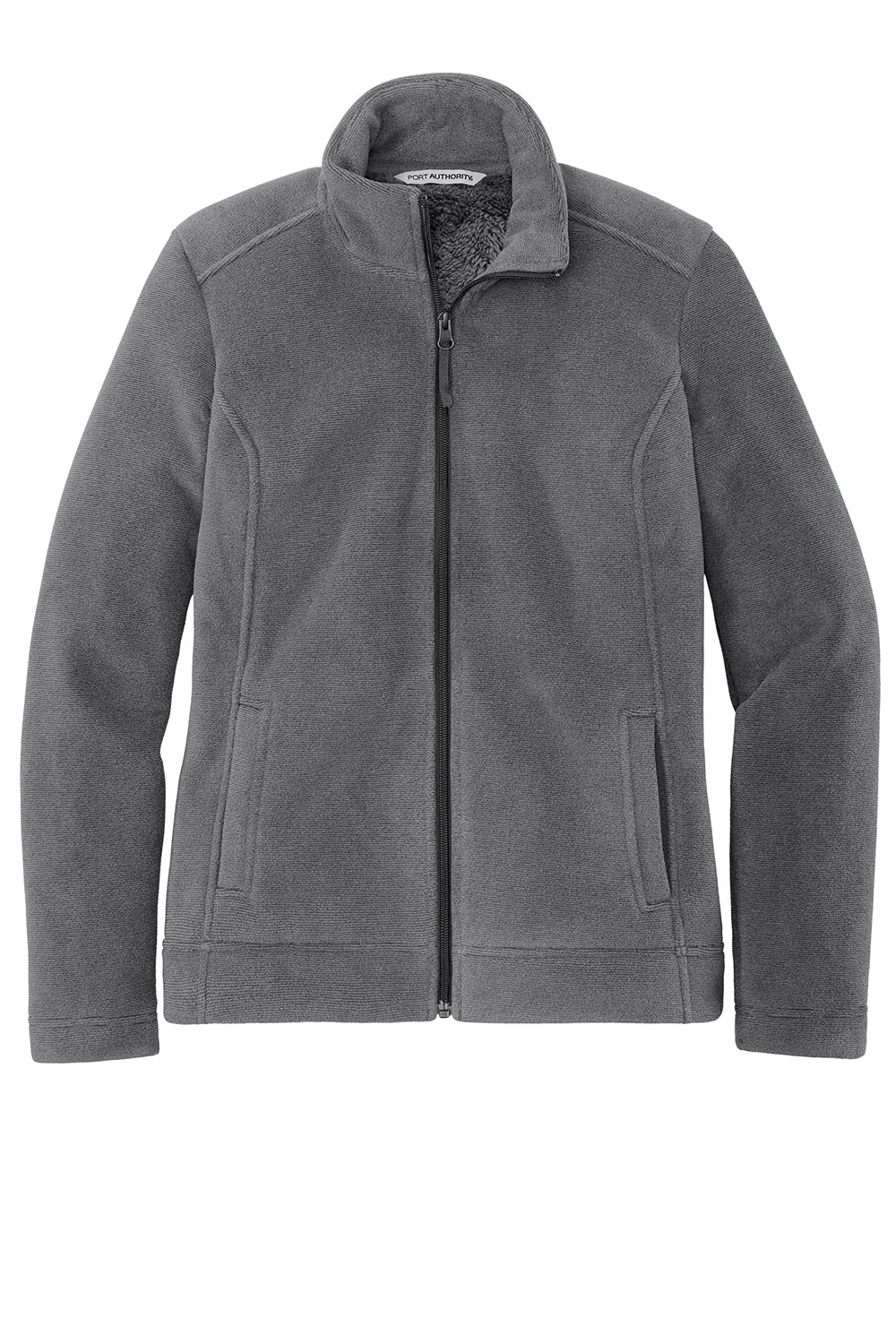 Port Authority L211 Womens Ultra Warm Brushed Fleece Full Zip Jacket Gusty Grey/Sterling Grey Flat Front