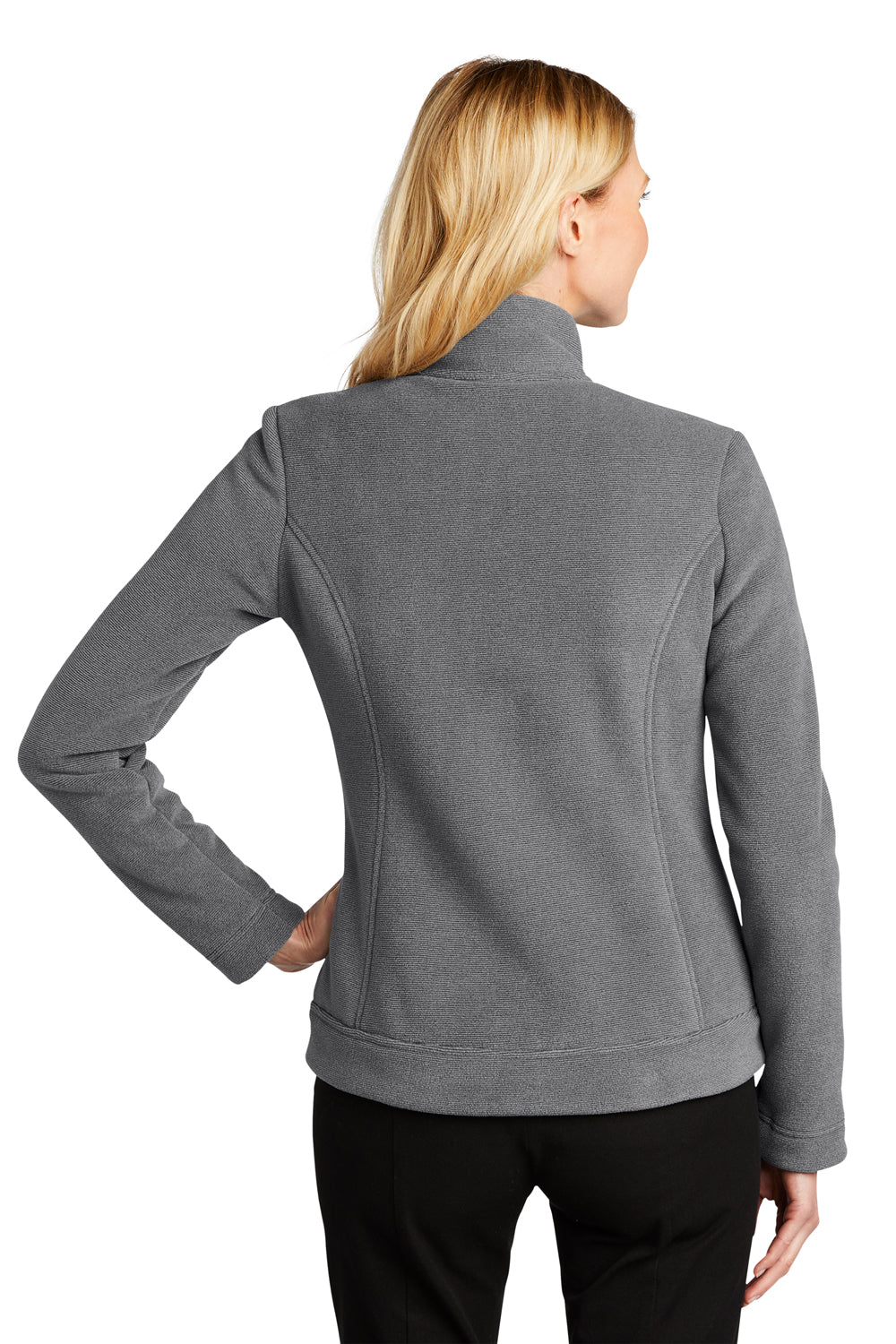 Port Authority L211 Womens Ultra Warm Brushed Fleece Full Zip Jacket Gusty Grey/Sterling Grey Model Back